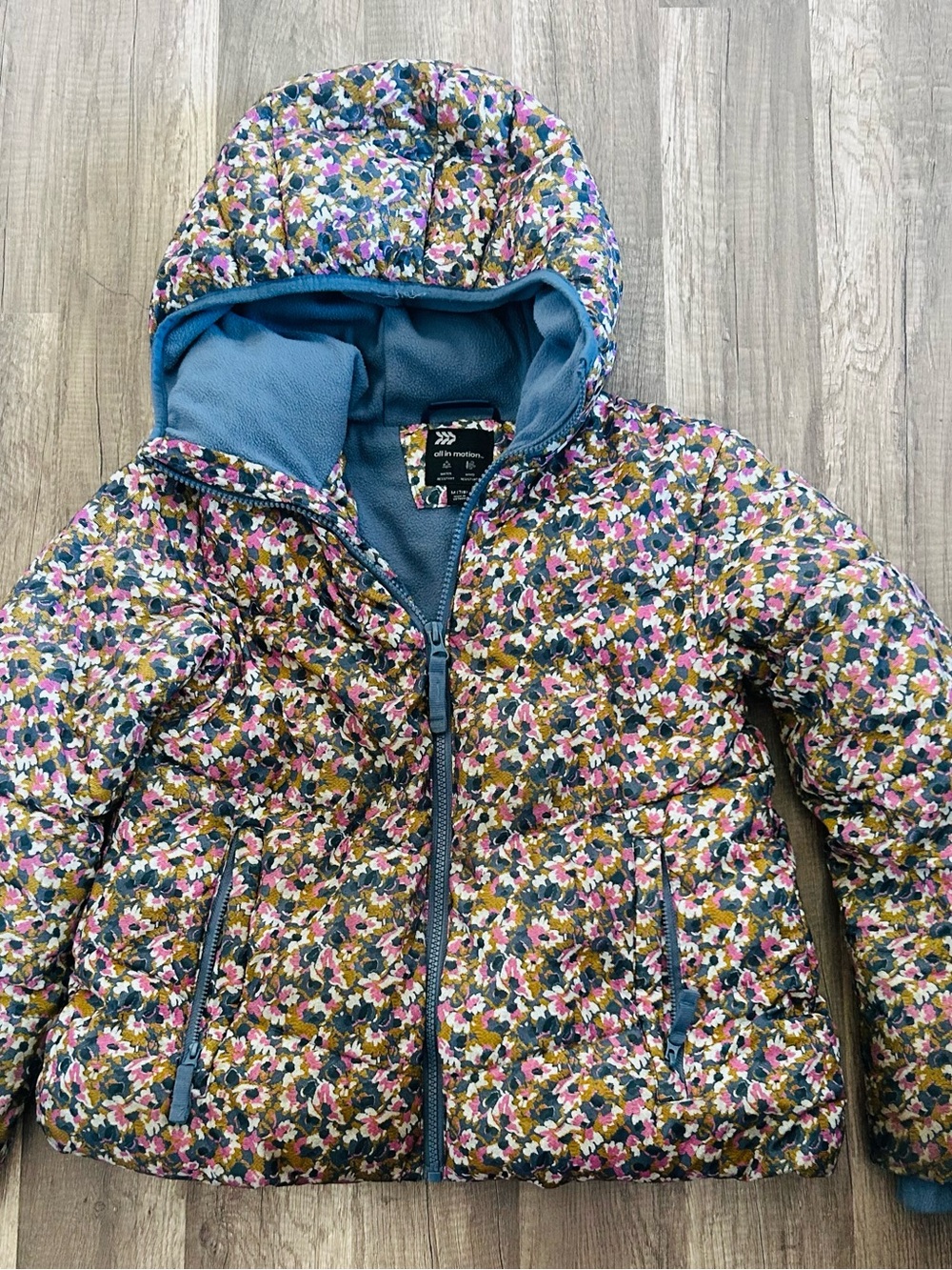 All in Motion Girls Floral Puffer Jacket Medium 7/8